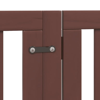 Dog Gate with Door Foldable 12 Panels Brown 600 cm Poplar Wood