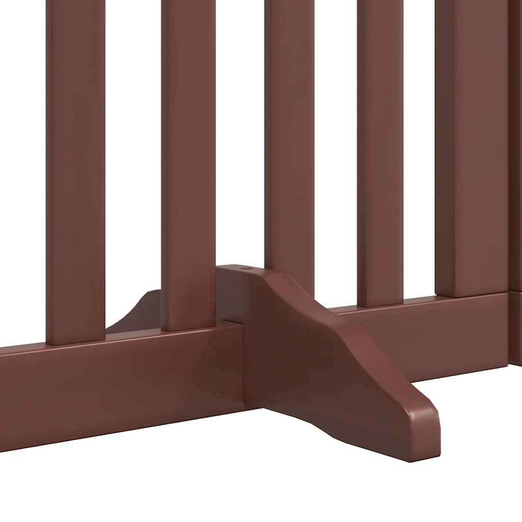 Dog Gate with Door Foldable 15 Panels Brown 750 cm Poplar Wood