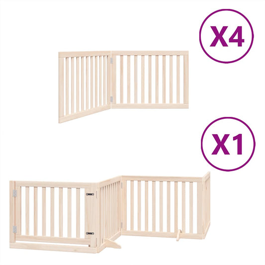 Dog Gate with Door Foldable 12 Panels 960 cm Poplar Wood