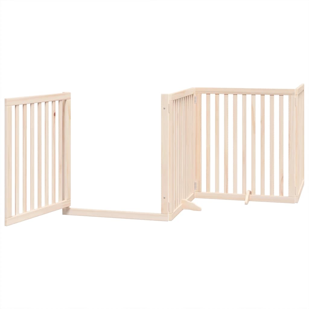 Dog Gate with Door Foldable 6 Panels 480 cm Poplar Wood