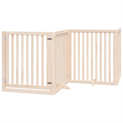 Dog Gate with Door Foldable 8 Panels 640 cm Poplar Wood