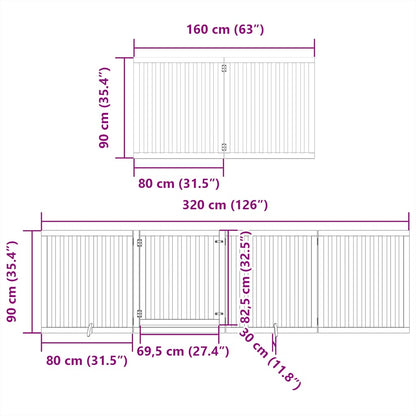 Dog Gate with Door Foldable 10 Panels 800 cm Poplar Wood
