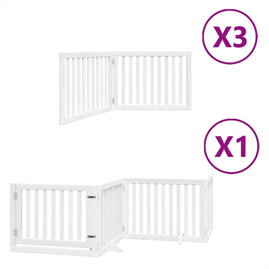 Dog Gate with Door Foldable 10 Panels White 800 cm Poplar Wood