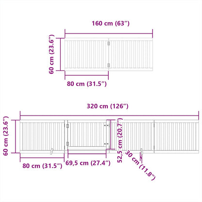Dog Gate with Door Foldable 12 Panels White 960 cm Poplar Wood