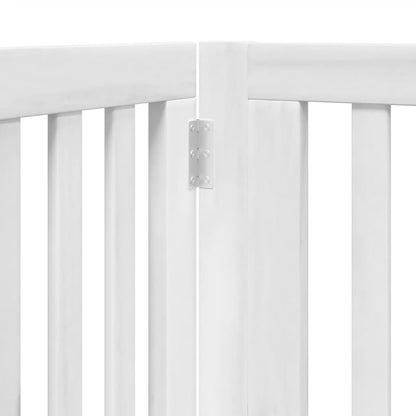 Dog Gate with Door Foldable 6 Panels White 480 cm Poplar Wood