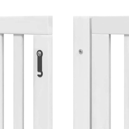 Dog Gate with Door Foldable 6 Panels White 480 cm Poplar Wood