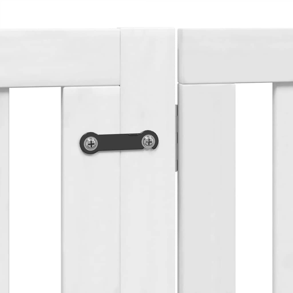 Dog Gate with Door Foldable 12 Panels White 960 cm Poplar Wood