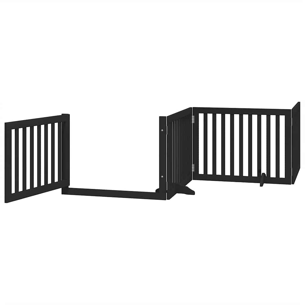 Dog Gate with Door Foldable 6 Panels Black 480 cm Poplar Wood