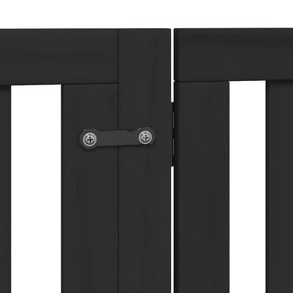 Dog Gate with Door Foldable 6 Panels Black 480 cm Poplar Wood