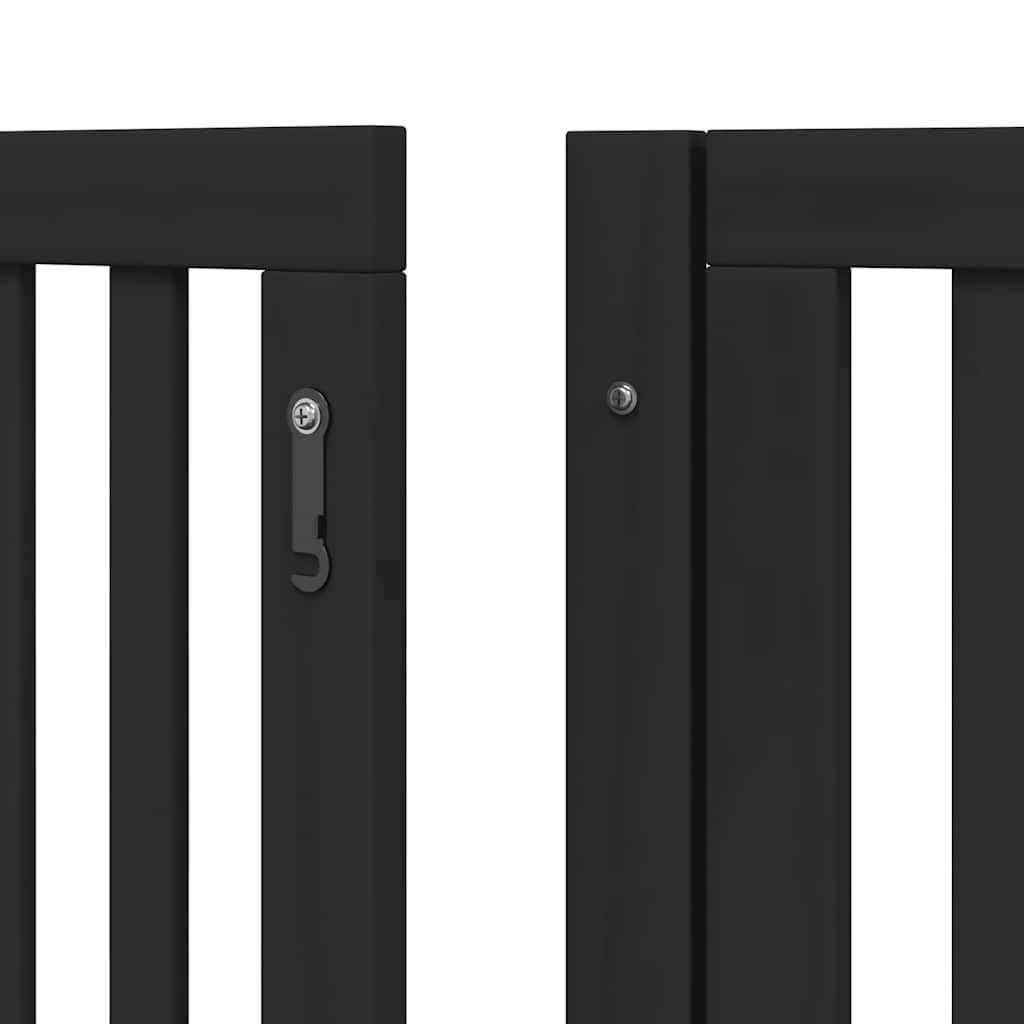 Dog Gate with Door Foldable 6 Panels Black 480 cm Poplar Wood