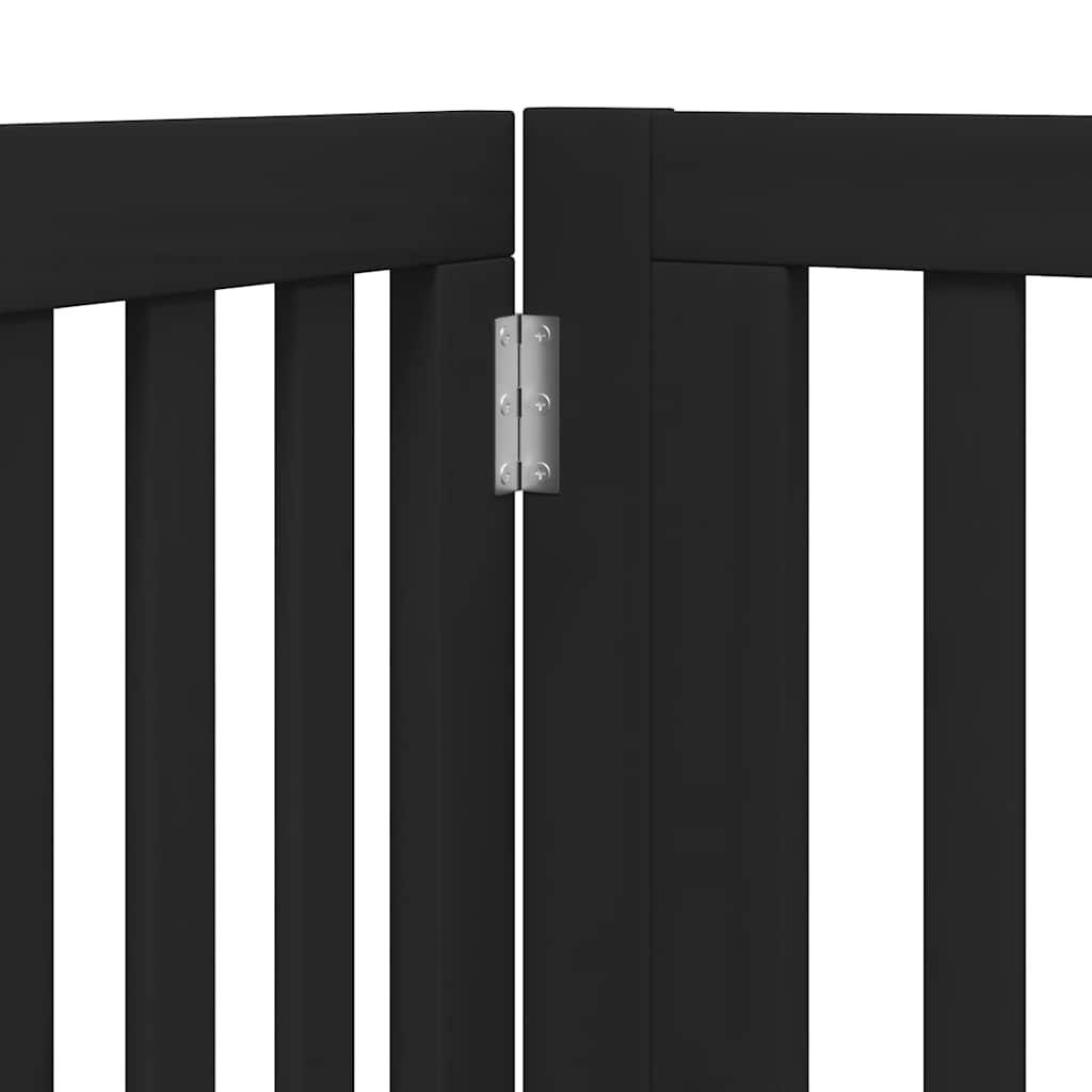 Dog Gate with Door Foldable 6 Panels Black 480 cm Poplar Wood