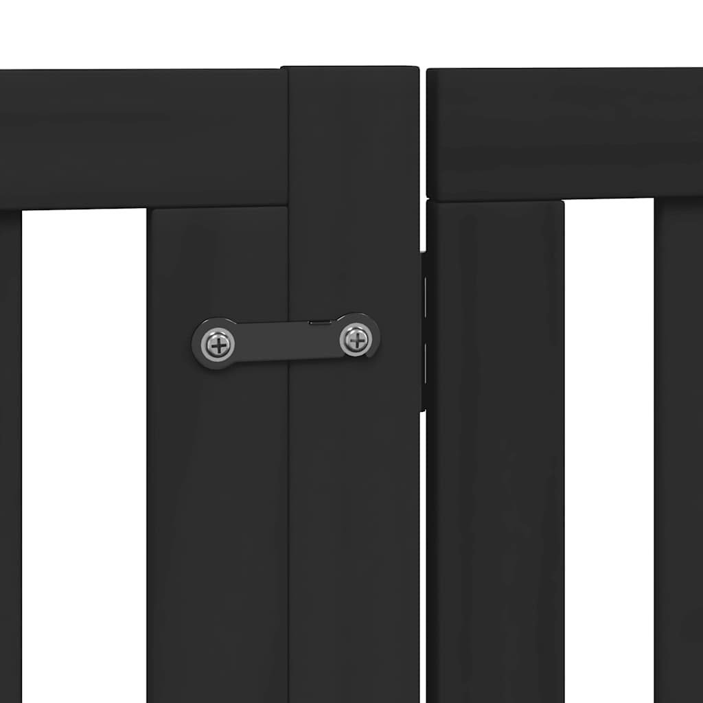 Dog Gate with Door Foldable 8 Panels Black 640 cm Poplar Wood