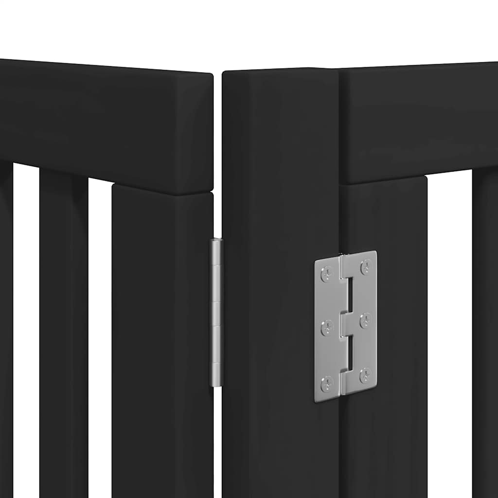 Dog Gate with Door Foldable 8 Panels Black 640 cm Poplar Wood