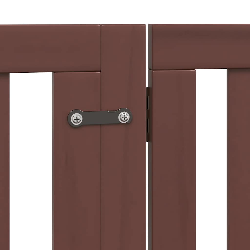 Dog Gate with Door Foldable 6 Panels Brown 480 cm Poplar Wood