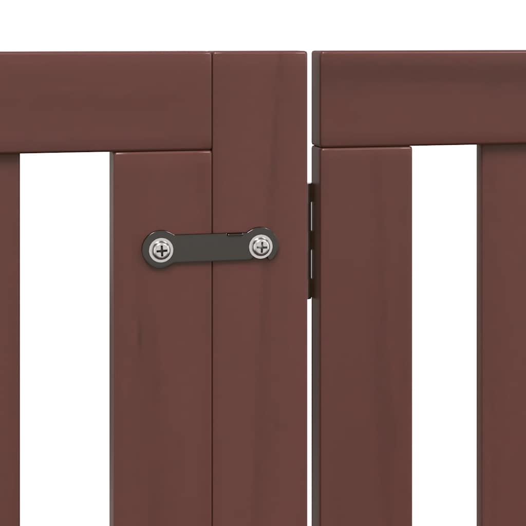 Dog Gate with Door Foldable 8 Panels Brown 640 cm Poplar Wood