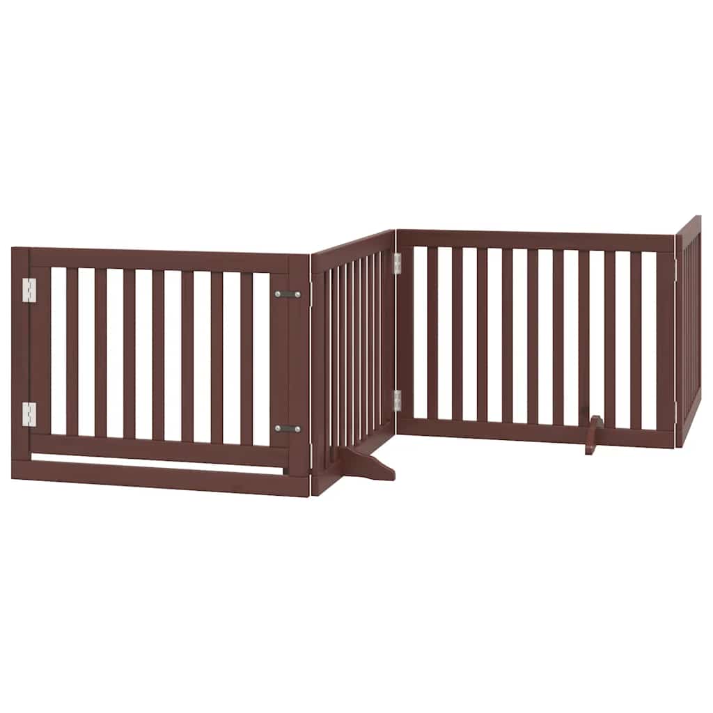 Dog Gate with Door Foldable 12 Panels Brown 960 cm Poplar Wood