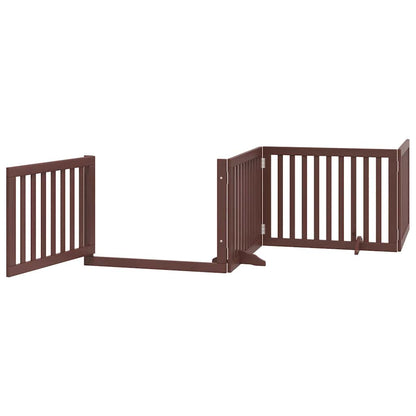 Dog Gate with Door Foldable 12 Panels Brown 960 cm Poplar Wood