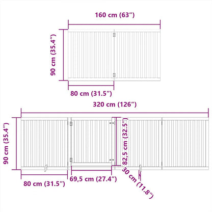 Dog Gate with Door Foldable 6 Panels Brown 480 cm Poplar Wood