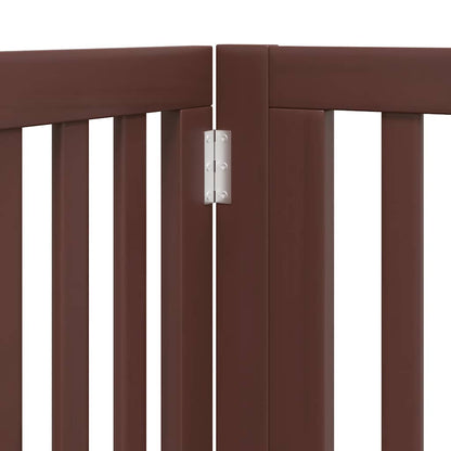 Dog Gate with Door Foldable 12 Panels Brown 960 cm Poplar Wood