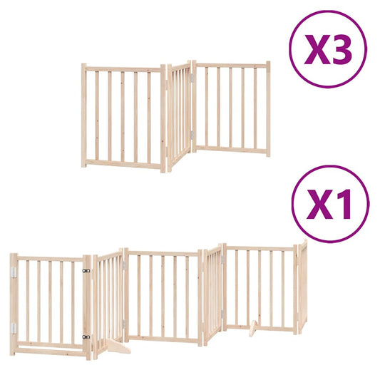 Dog Gate with Door Foldable 15 Panels 750 cm Poplar Wood