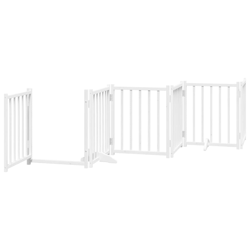 Dog Gate with Door Foldable 9 Panels White 450 cm Poplar Wood