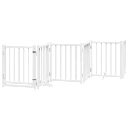 Dog Gate with Door Foldable 12 Panels White 600 cm Poplar Wood