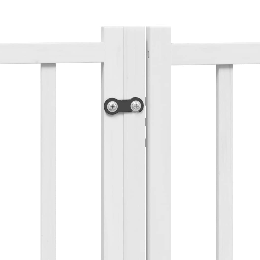 Dog Gate with Door Foldable 12 Panels White 600 cm Poplar Wood