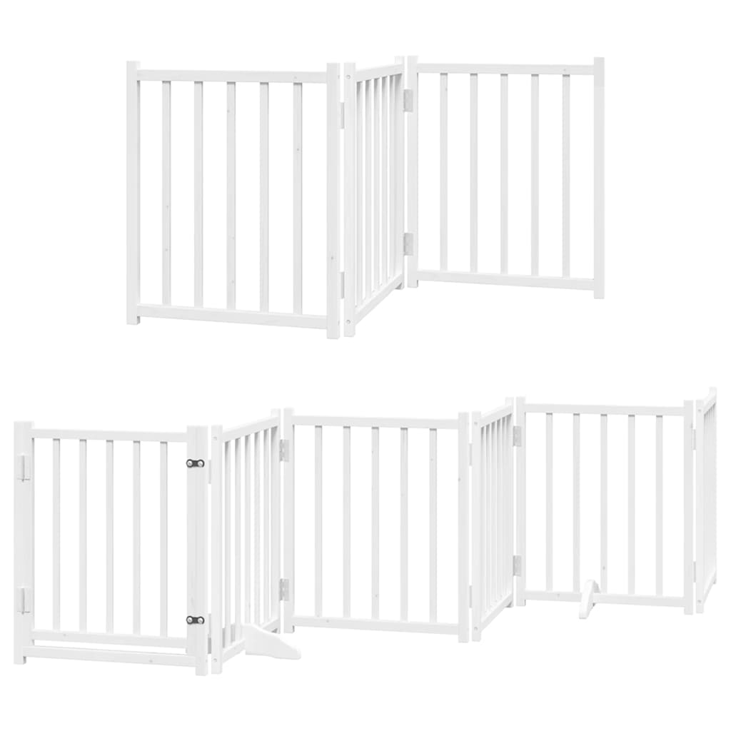 Dog Gate with Door Foldable 15 Panels White 750 cm Poplar Wood