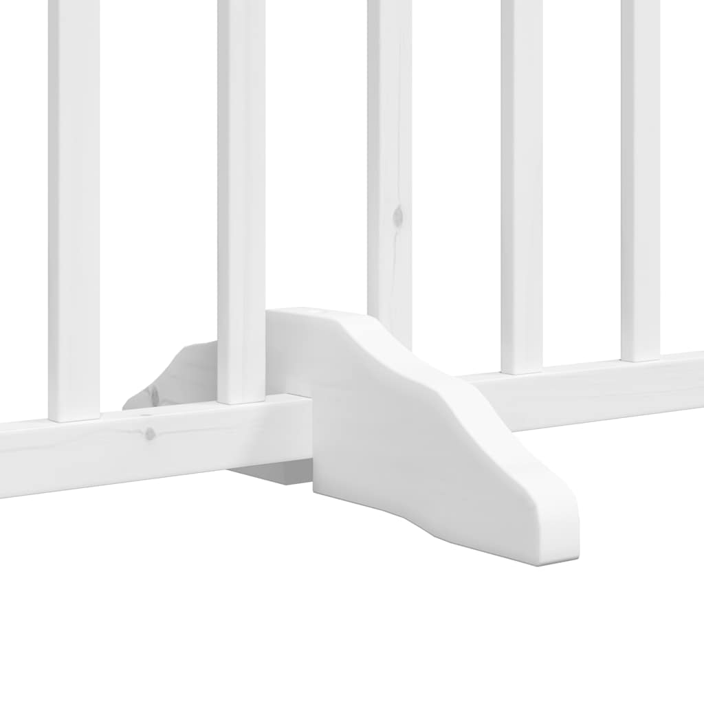 Dog Gate with Door Foldable 12 Panels White 600 cm Poplar Wood