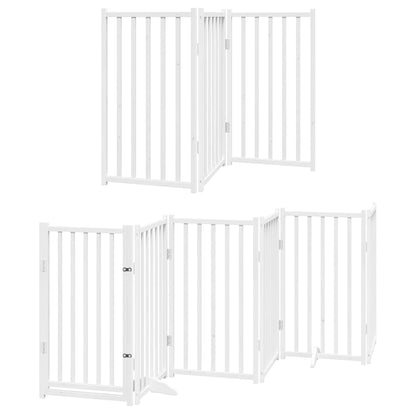 Dog Gate with Door Foldable 15 Panels White 750 cm Poplar Wood