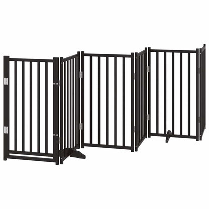 Dog Gate with Door Foldable 9 Panels Black 450 cm Poplar Wood