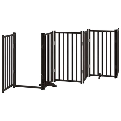 Dog Gate with Door Foldable 9 Panels Black 450 cm Poplar Wood