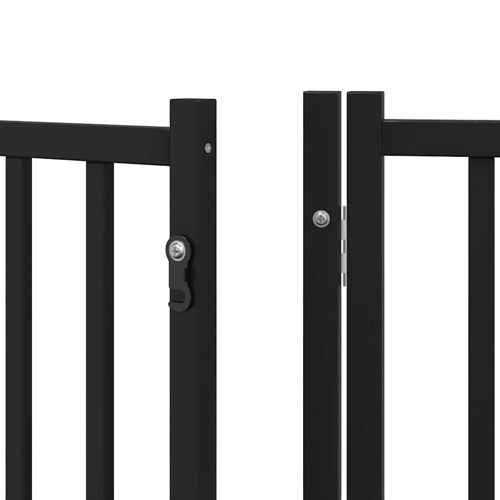 Dog Gate with Door Foldable 12 Panels Black 600 cm Poplar Wood