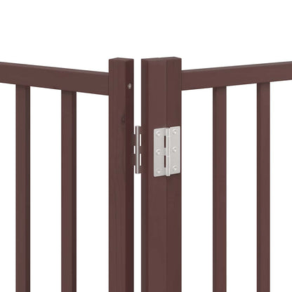 Dog Gate with Door Foldable 9 Panels Brown 450 cm Poplar Wood