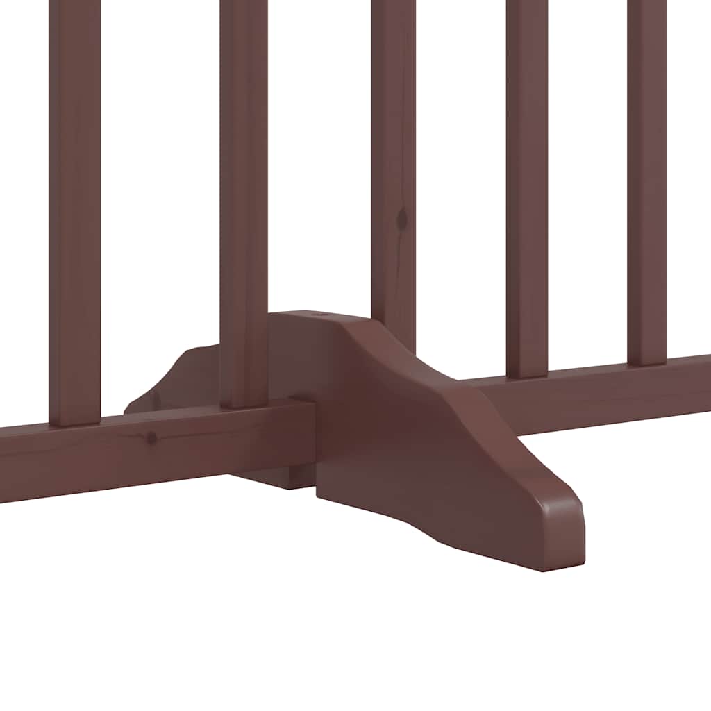 Dog Gate with Door Foldable 15 Panels Brown 750 cm Poplar Wood