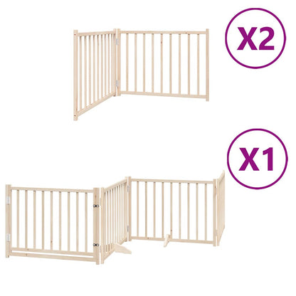 Dog Gate with Door Foldable 8 Panels 640 cm Poplar Wood