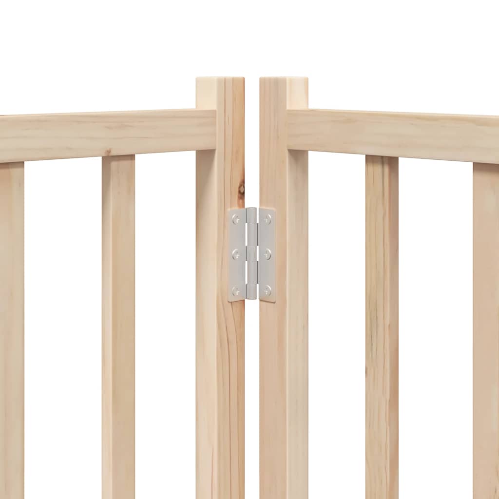 Dog Gate with Door Foldable 8 Panels 640 cm Poplar Wood