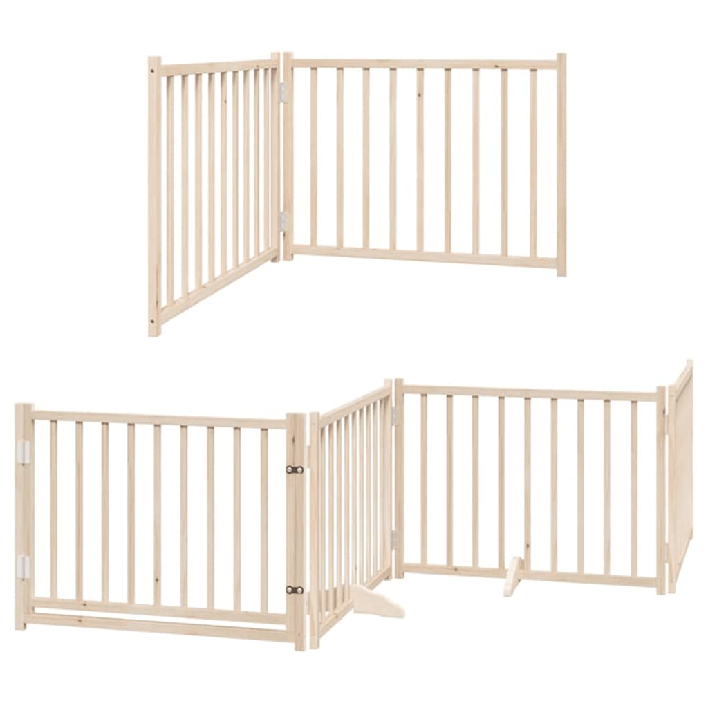 Dog Gate with Door Foldable 12 Panels 960 cm Poplar Wood