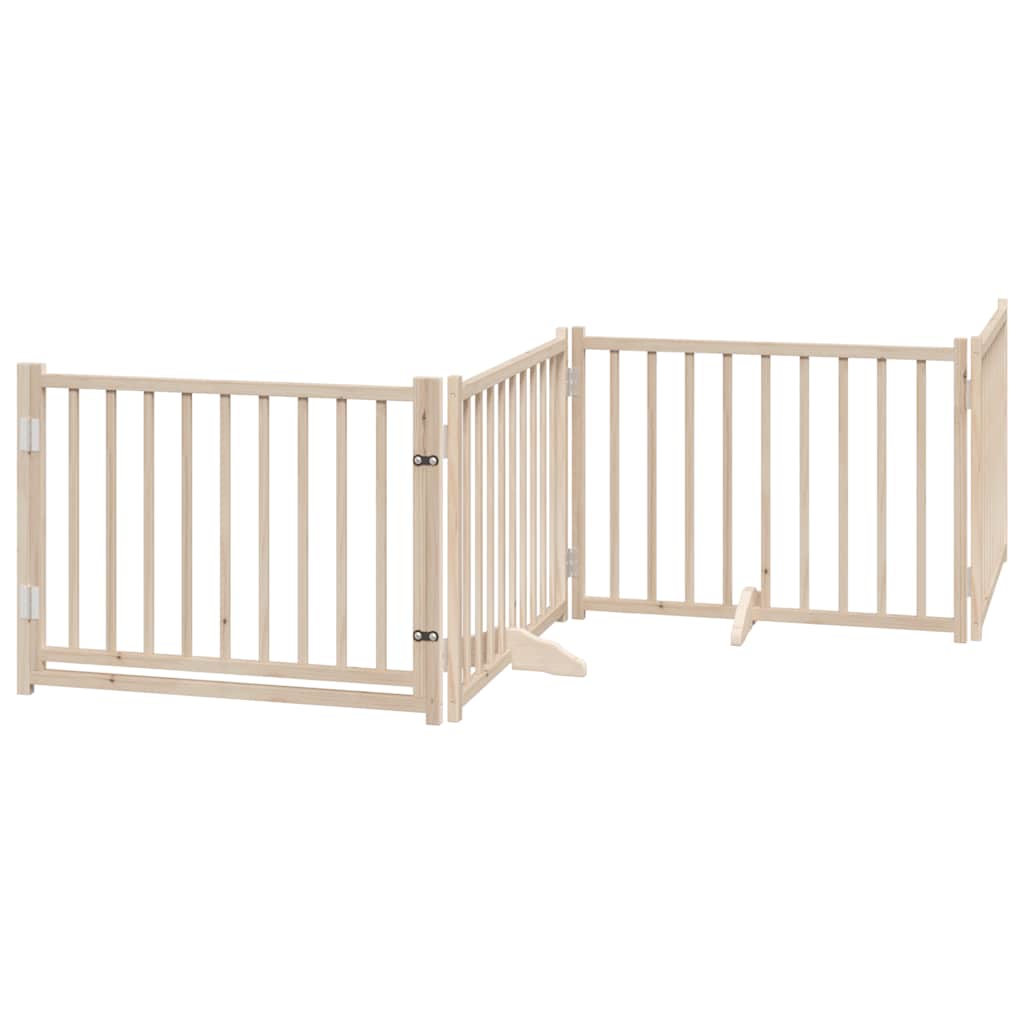 Dog Gate with Door Foldable 12 Panels 960 cm Poplar Wood