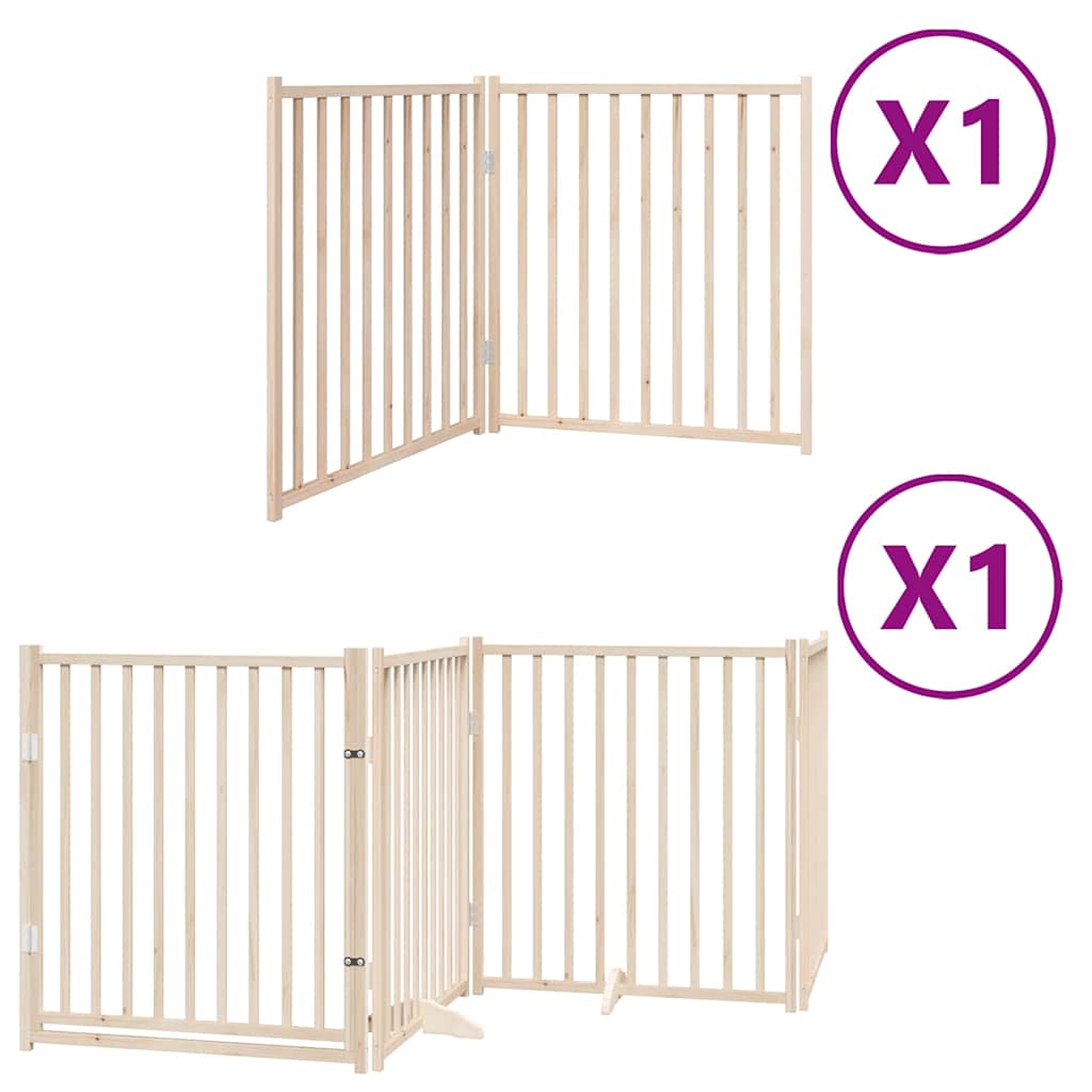 Dog Gate with Door Foldable 6 Panels 480 cm Poplar Wood