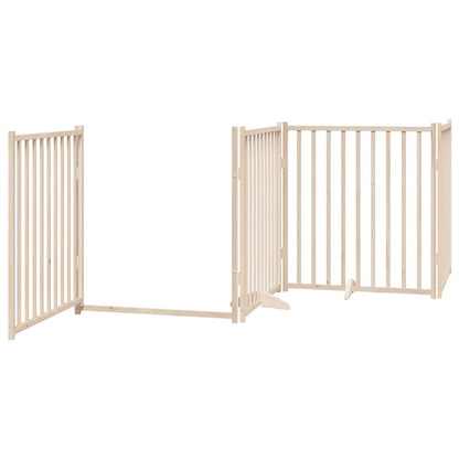 Dog Gate with Door Foldable 6 Panels 480 cm Poplar Wood