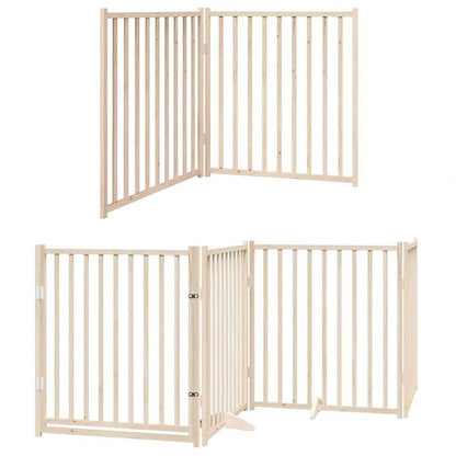 Dog Gate with Door Foldable 12 Panels 960 cm Poplar Wood