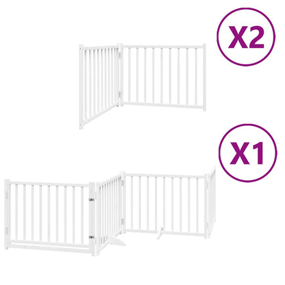 Dog Gate with Door Foldable 8 Panels White 640 cm Poplar Wood