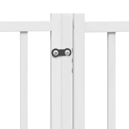 Dog Gate with Door Foldable 8 Panels White 640 cm Poplar Wood