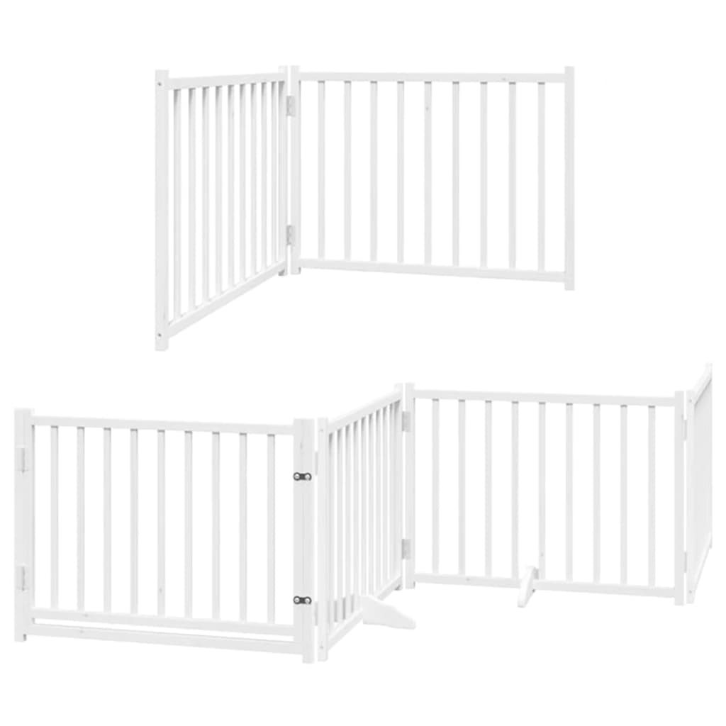 Dog Gate with Door Foldable 10 Panels White 800 cm Poplar Wood