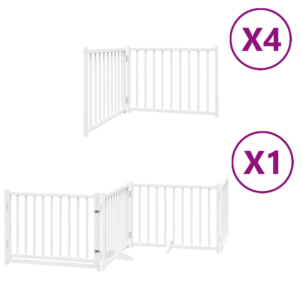 Dog Gate with Door Foldable 12 Panels White 960 cm Poplar Wood