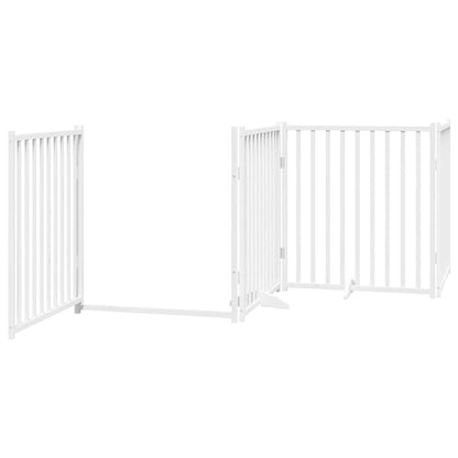 Dog Gate with Door Foldable 6 Panels White 480 cm Poplar Wood