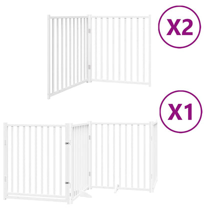 Dog Gate with Door Foldable 8 Panels White 640 cm Poplar Wood