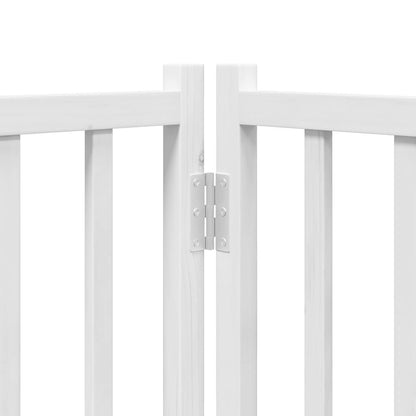 Dog Gate with Door Foldable 8 Panels White 640 cm Poplar Wood