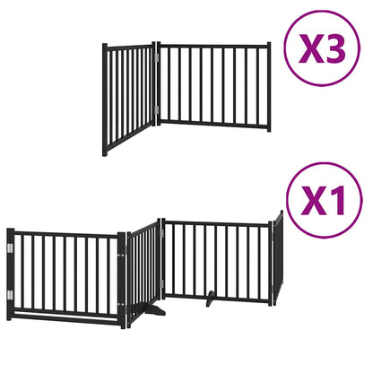 Dog Gate with Door Foldable 10 Panels Black 800 cm Poplar Wood